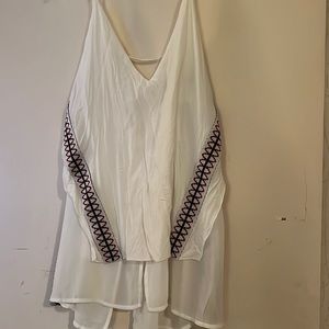 White top with chiffon and embroidery
